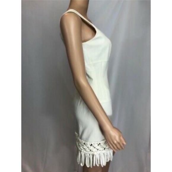 Aysha Womens Pencil Cocktail Dress Fringed White 2 - Picture 3 of 11